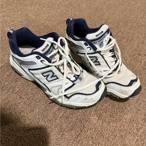New Balance White and Navy Sneakers